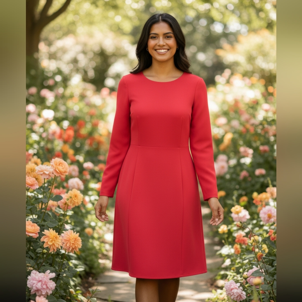 J crew red Midi dress 6